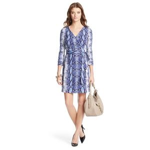 DVF Long Sleeve Blue Julian Wrap Dress